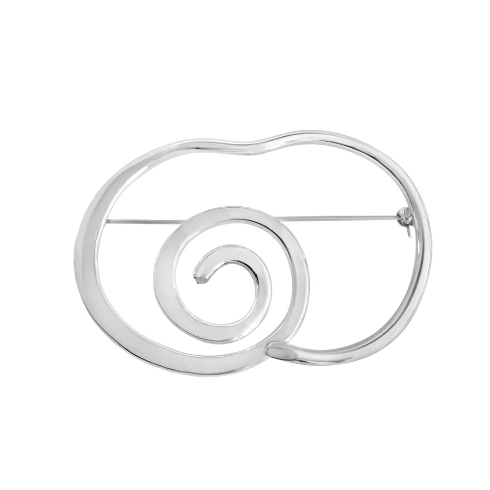 ARGENTUM DELICATA XL silver spiral brooch with pin backing