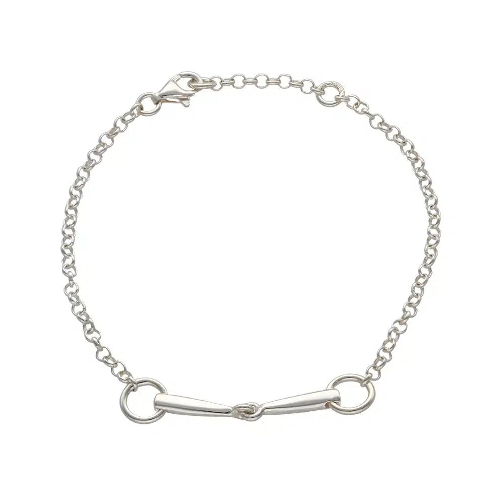BETSEL 925 sterling silver bracelet with a slim chain and round end rings