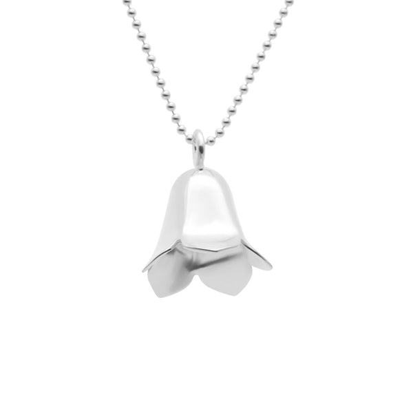 Blåklocka halsbandsberlock i 925 sterling silver med blomform, på en 70 cm kulkedja