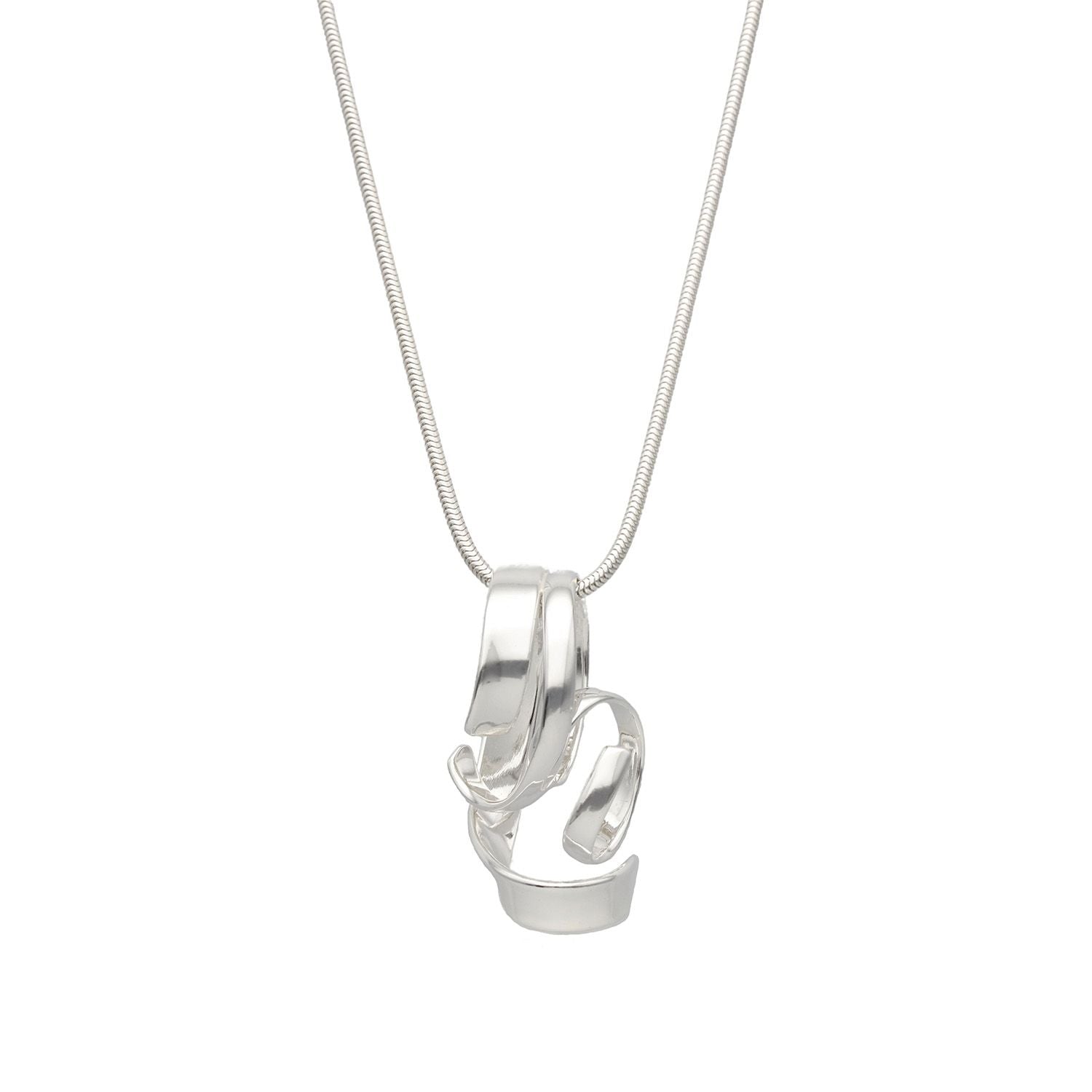 STORMSKÄRS MAJA FEST pendant necklace in sterling silver with a sculptural looping pendant on a 42 cm snake chain