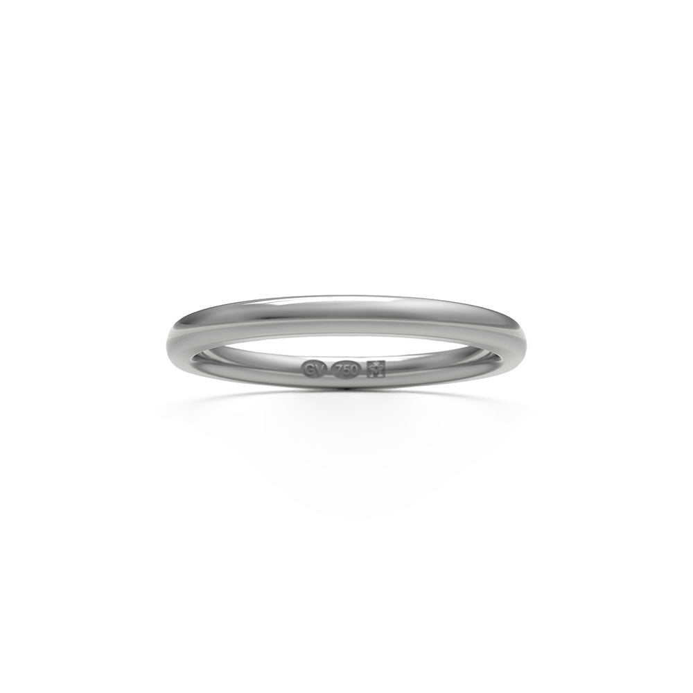 Enkel halvrund slät ring i 18K vitguld med 2 mm bredd