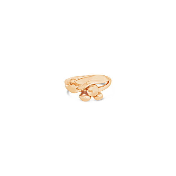 HAVTORN 18K ring with a textured leaf motif along the band in rose gold