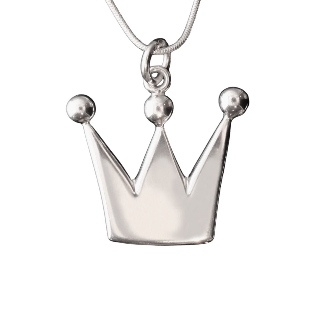 PRINSESSKRONA XL halsband i 925 silver med stor kronformad hänge på ormkedja