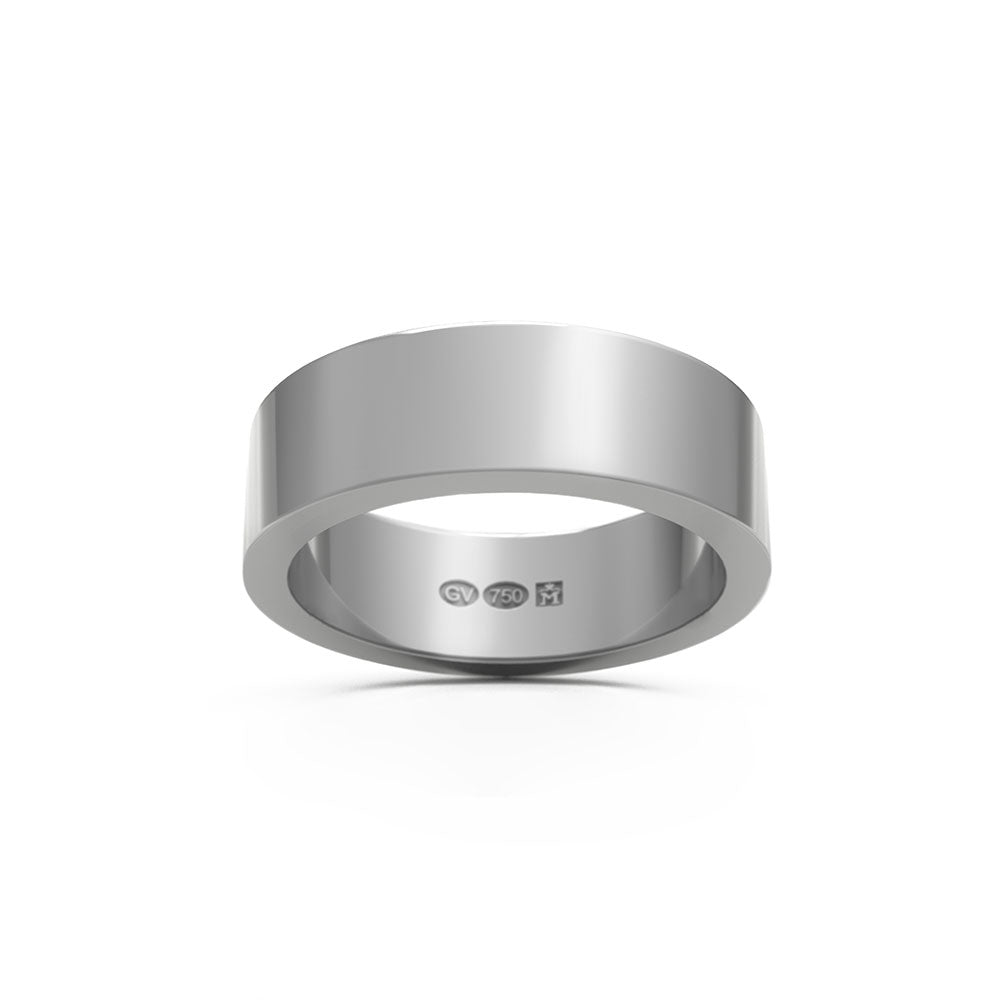 Enkel slät rektangulär ring i 18K vitguld med 6 mm bredd