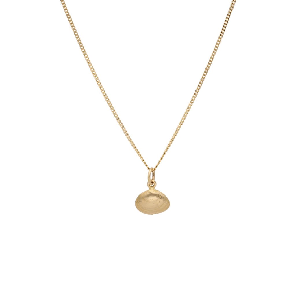 XS 18K halsband med liten musslaformad guldhänge