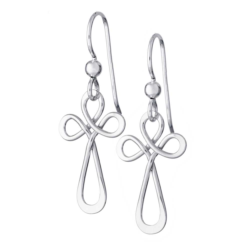 Sterlingsilver örhängen med handbockat kors i en öppen infinityliknande form på krok.
