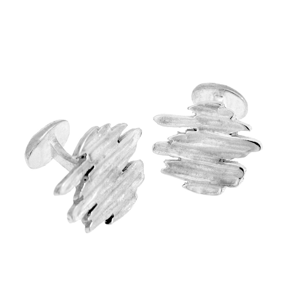 ALANDICA manschettknappar i 925 sterling silver med skiktade borstad ytor