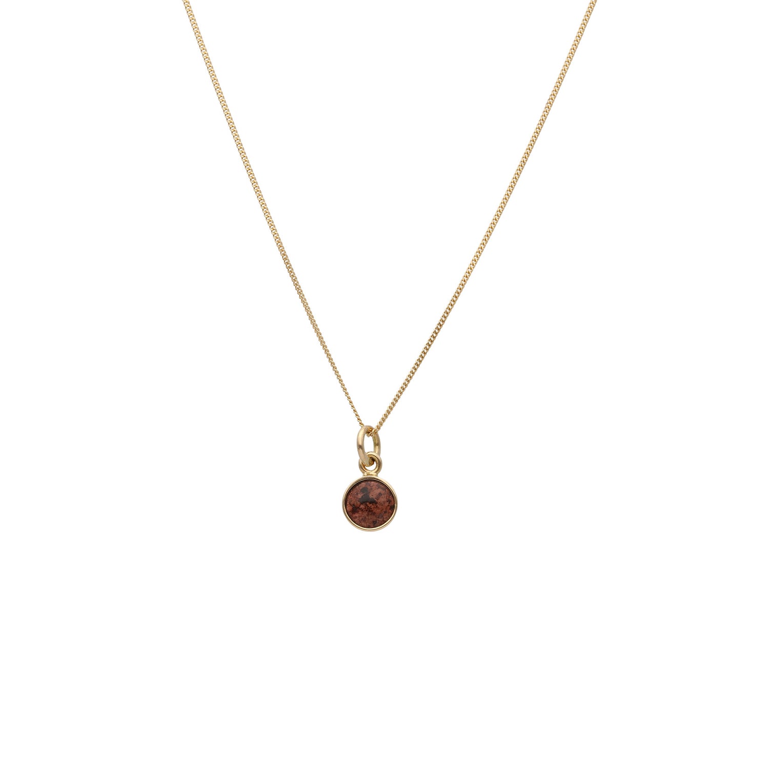 Basic Granit S 18K halsband med rund åländsk granit i guldfattning på tunn kedja