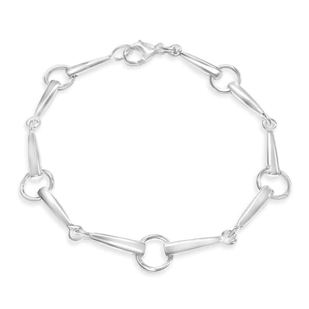 BETSEL armband i 925 sterling silver med enkla geometriska länkar och ringar, nickelfritt och handgjort