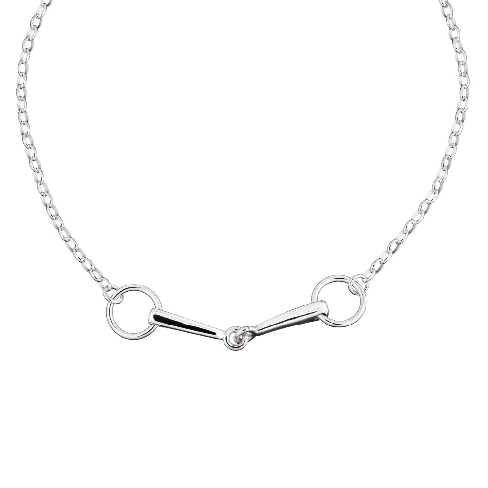 BETSEL halsband i 925 sterling silver med enkel kedja och två böjda stavar som möts i mitten