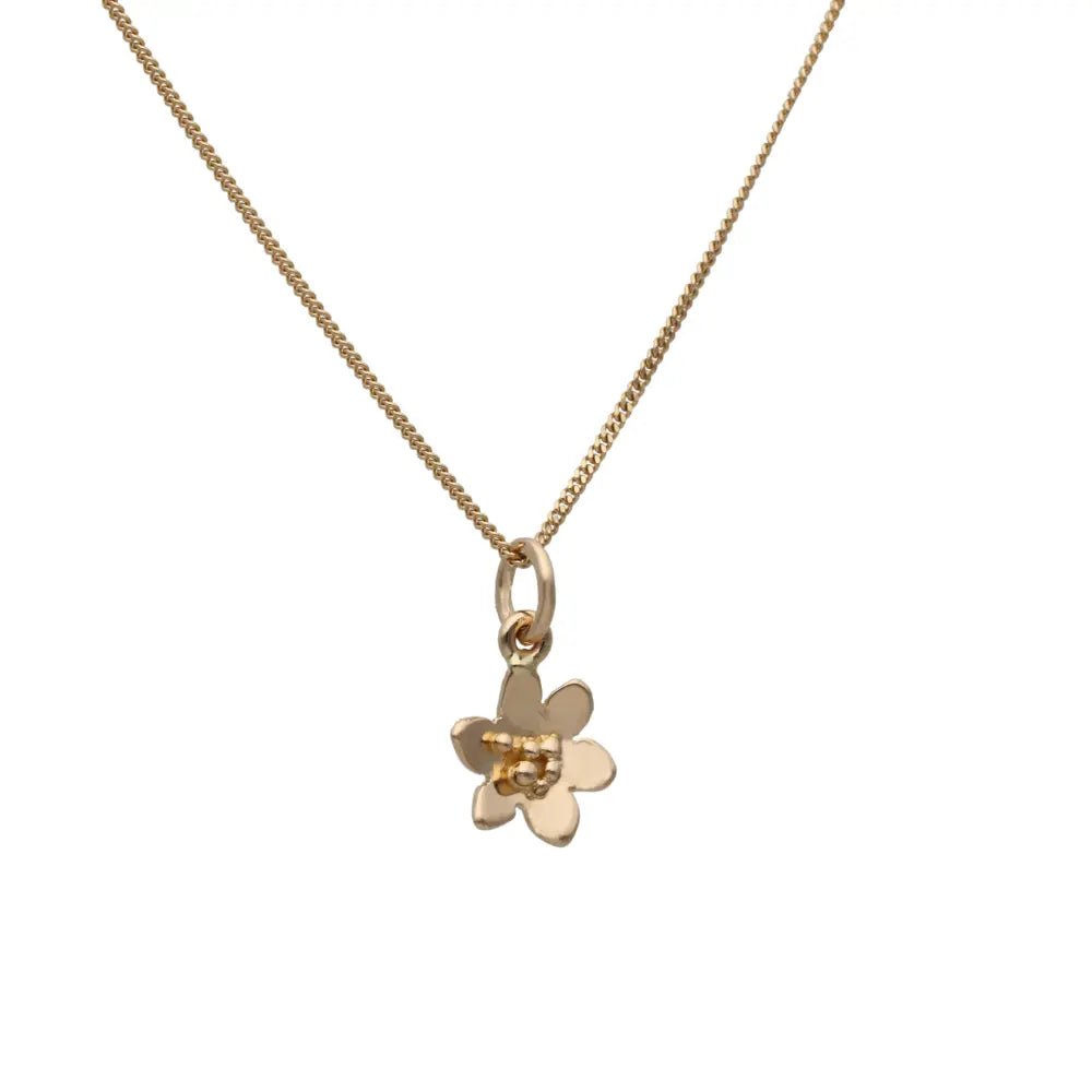 18K guld blomformigt hänge på tunn kedja halsband