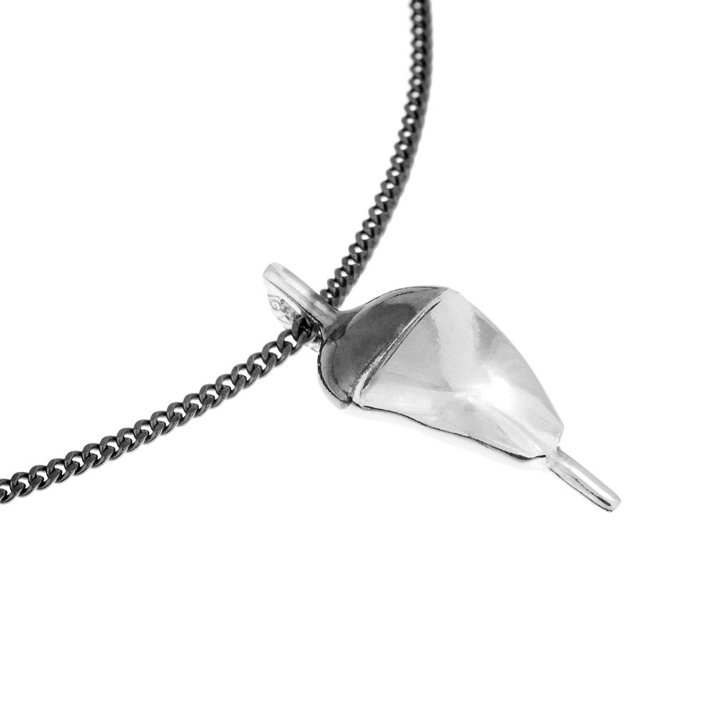 Flöte formad hängsmycke i 925 sterlingsilver på antikbehandlad pansarkedja