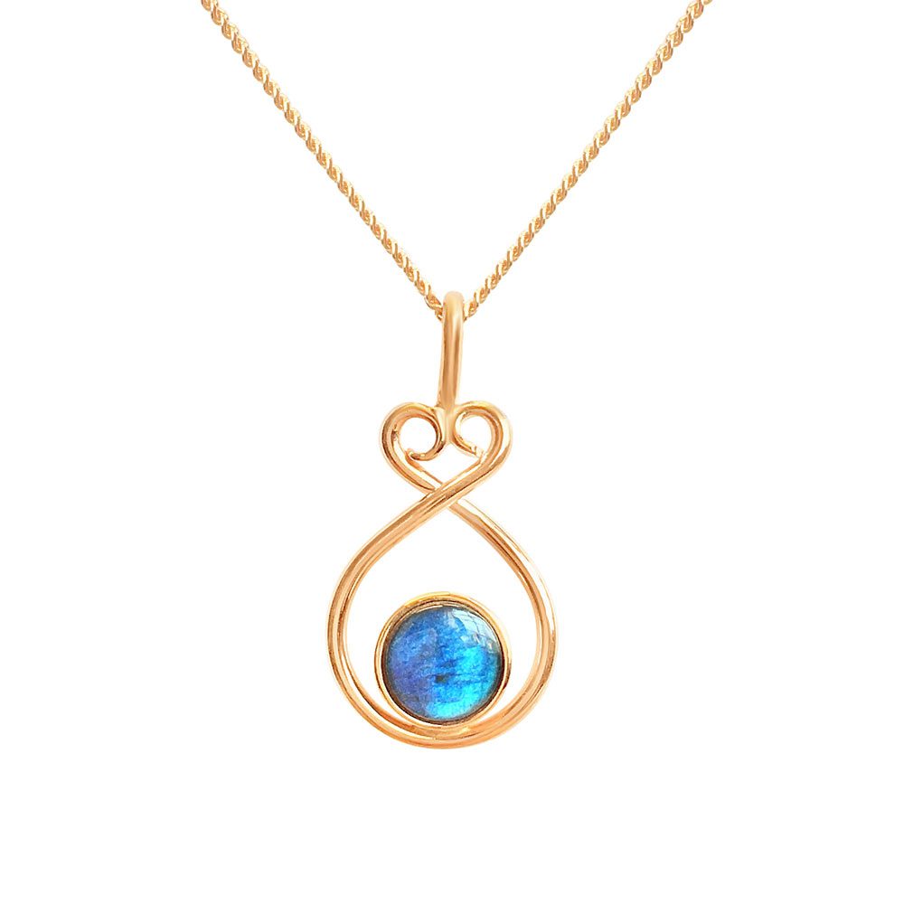 Heart of Finland 18K gold pendant with blue spectrolite set in a teardrop frame