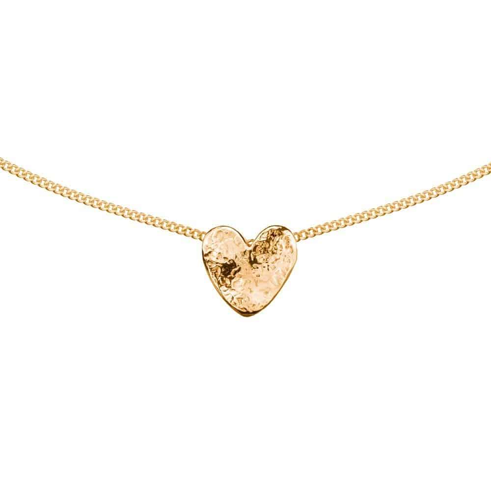 LOVE halsband i 18K guld med ett mindre hjärtformat hänge i texturerad yta