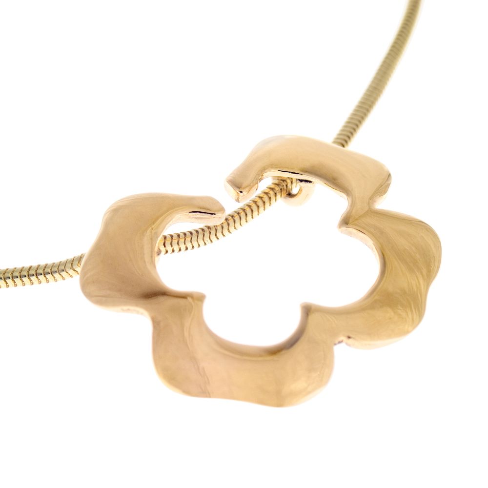 MAMA 18K halsband med stort blomformigt guldhänge på kedja