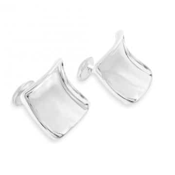 Handgjorda manschettknappar i 925 sterlingsilver med rundade kvadratiska ytor
