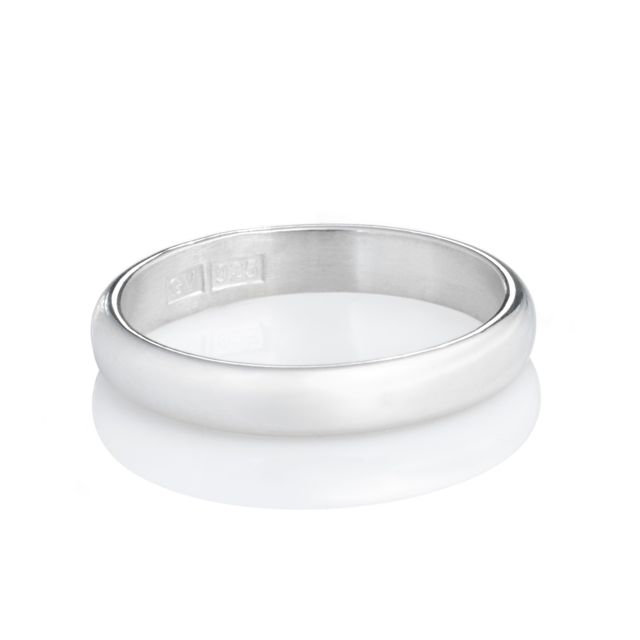 Slät silverring med rundad ytterkant och 3 mm bred ringskena