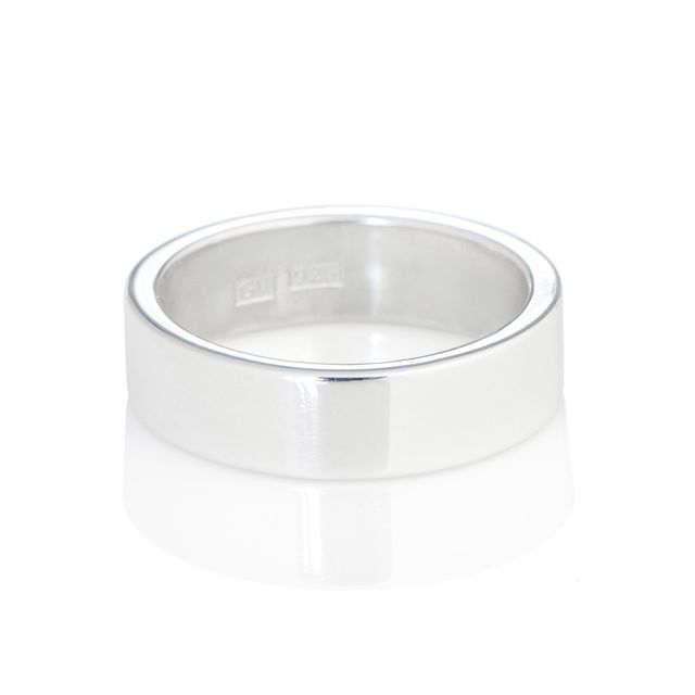Slät rektangulär silverring 6 mm bred