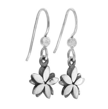 EUFORIA örhängen på krok i 925 sterlingsilver med blomform och antikbehandlade detaljer