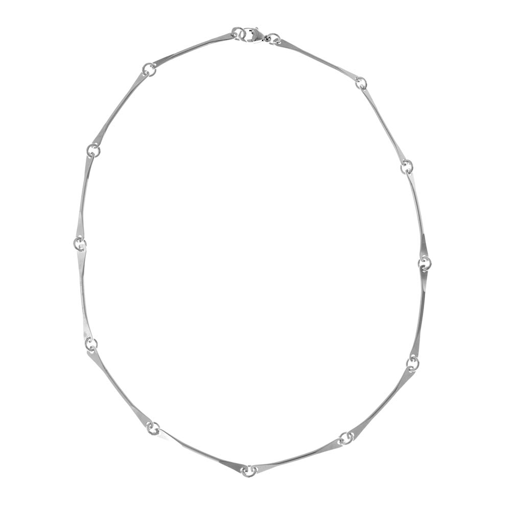 925 sterlingsilver collier med stavformade länkar sammanfogade med små ringar i en minimalistisk design.