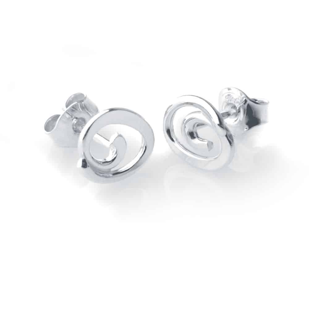 SNURR örhängen på stift i sterlingsilver med spiralformade ringar