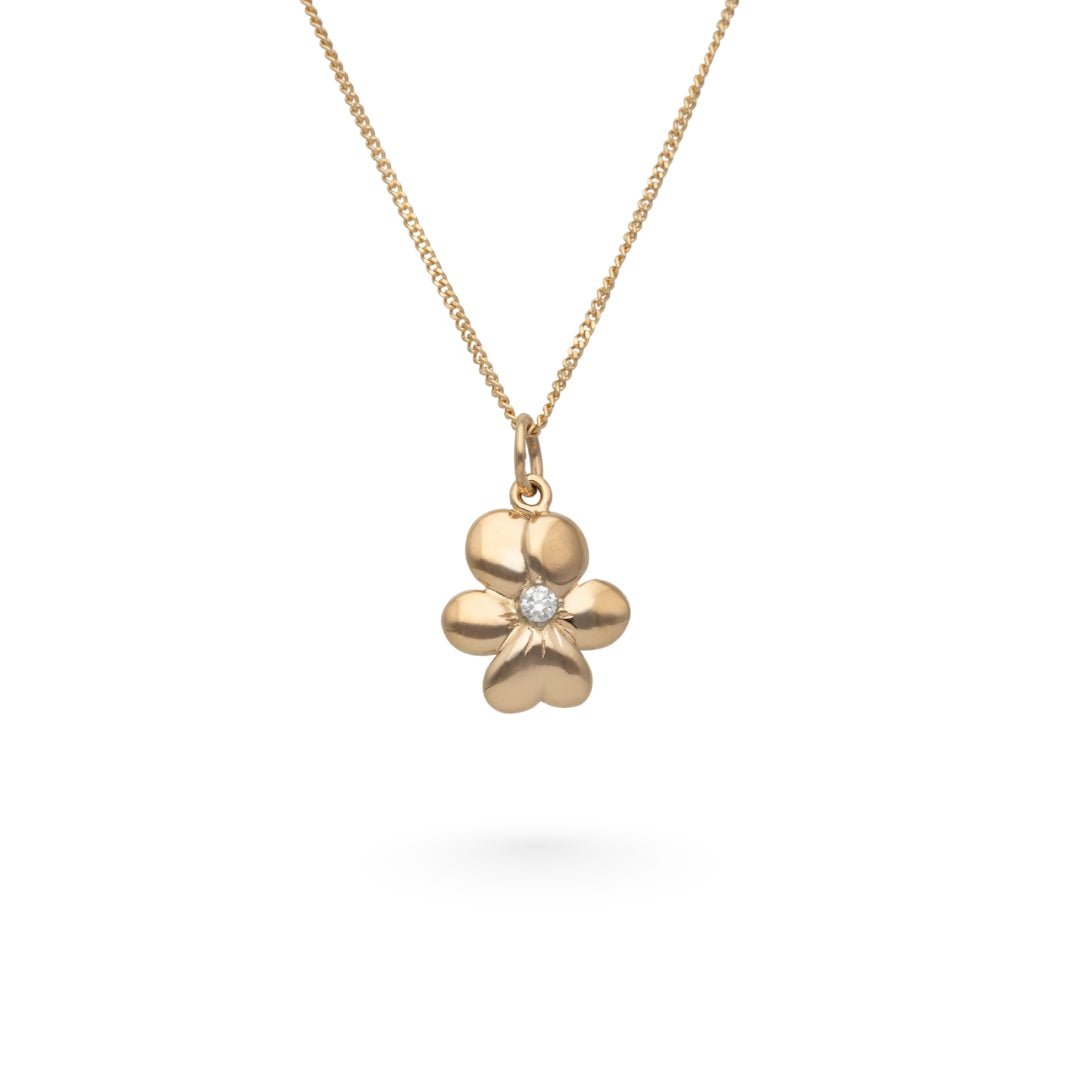 18K gold VIOL S necklace featuring a flower pendant with a central diamond