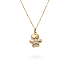 18K gold VIOL S necklace featuring a flower pendant with a central diamond