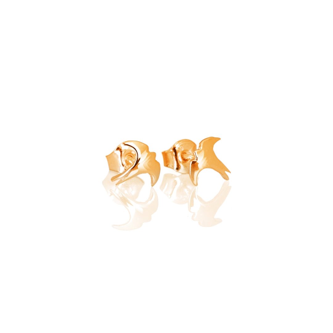 18K gold swallow stud earrings on posts