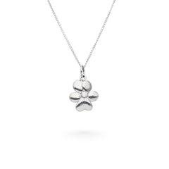 Sterling silver flower pendant with a cubic zirconia center on a 42 cm chain