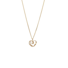 18K gold heart pendant necklace on a 42 cm curb chain