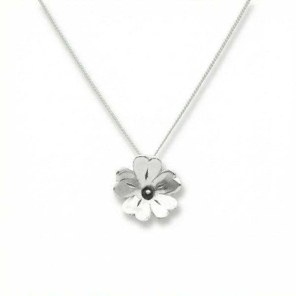 GULLVIVA S halsband i 925 sterlingsilver med blomformigt hänge på pansarkedja
