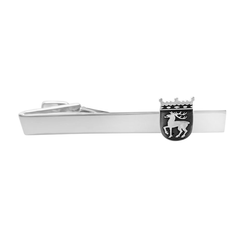 Åland emblem tie clip in silver with elk shield crest