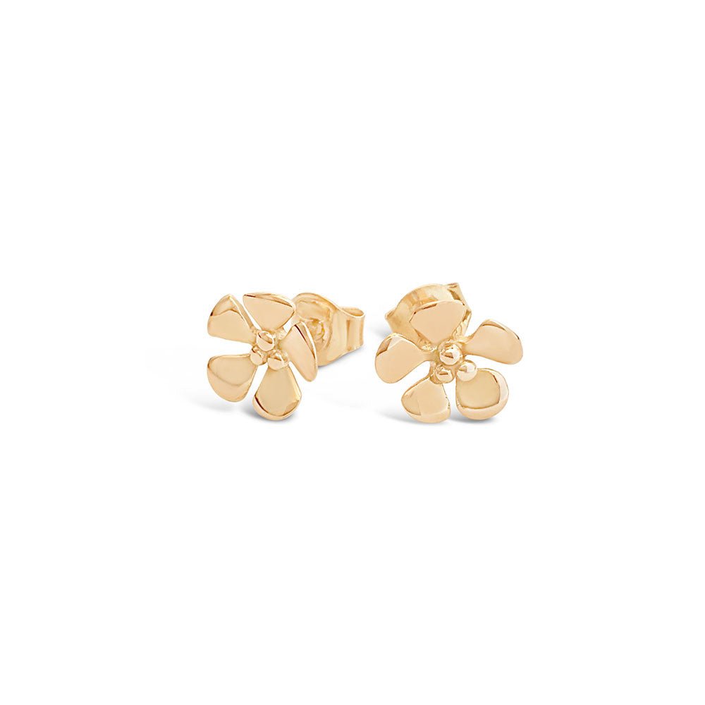 ÄPPELBLOM 18K guld blomformade örhängen på stift cirka 8x8 mm