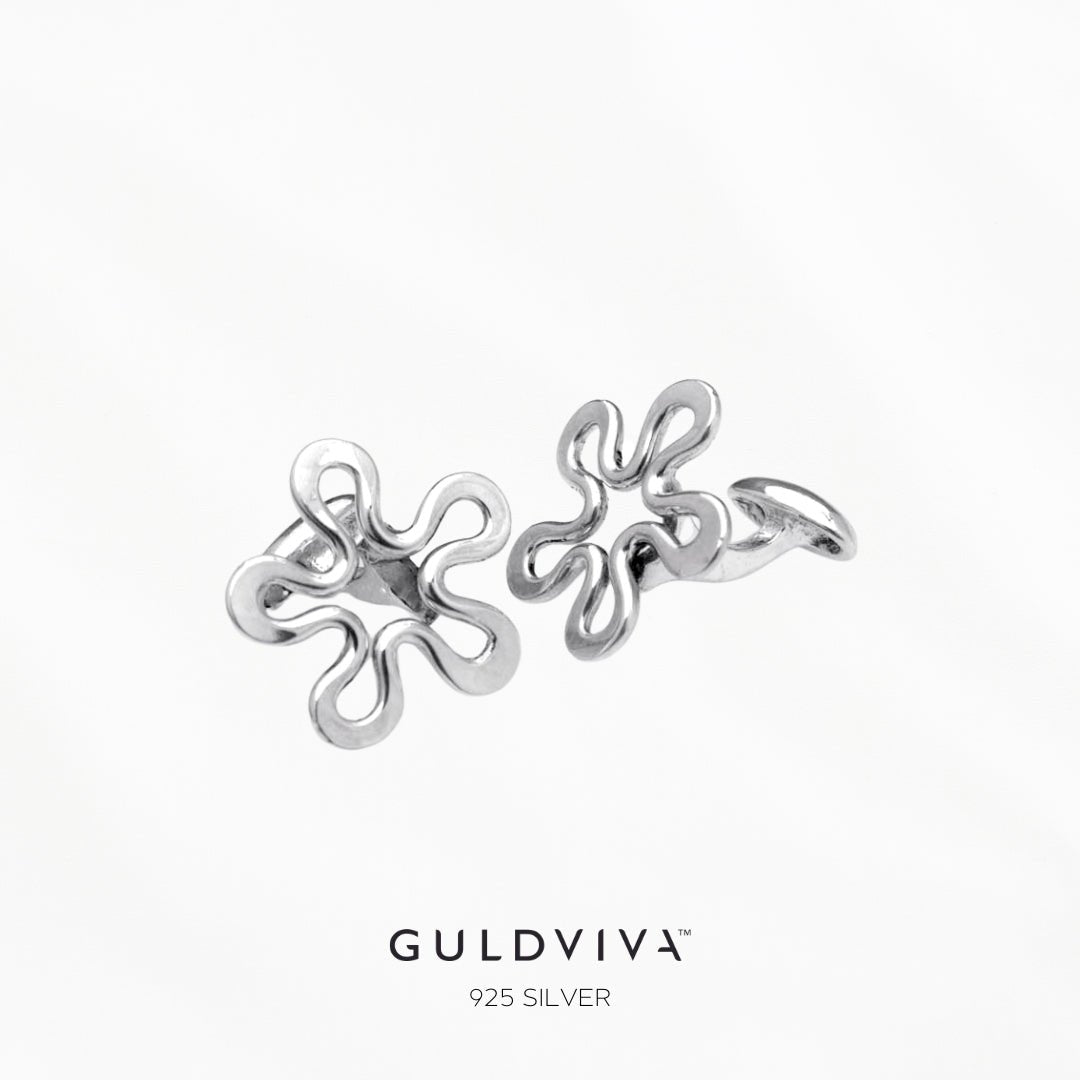 BLOMMAN cufflinks in 925 silver with two flower shaped blossoms