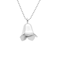 Blåklocka halsbandsberlock i 925 sterling silver med blomform, på en 70 cm kulkedja