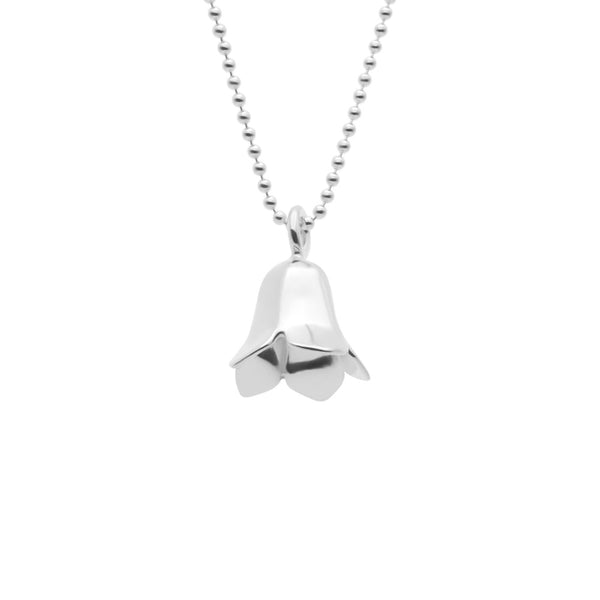 Blåklocka M pendant in recycled sterling silver on a 42 cm ball chain