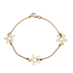 BLOMMAN Duo 18K armband med tre blomformade hängen längs tunn kedja