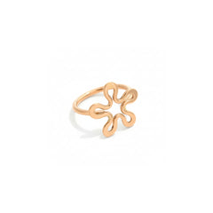 BLOMMAN 18K ring in rose gold featuring a stylized flower motif on a slim band.