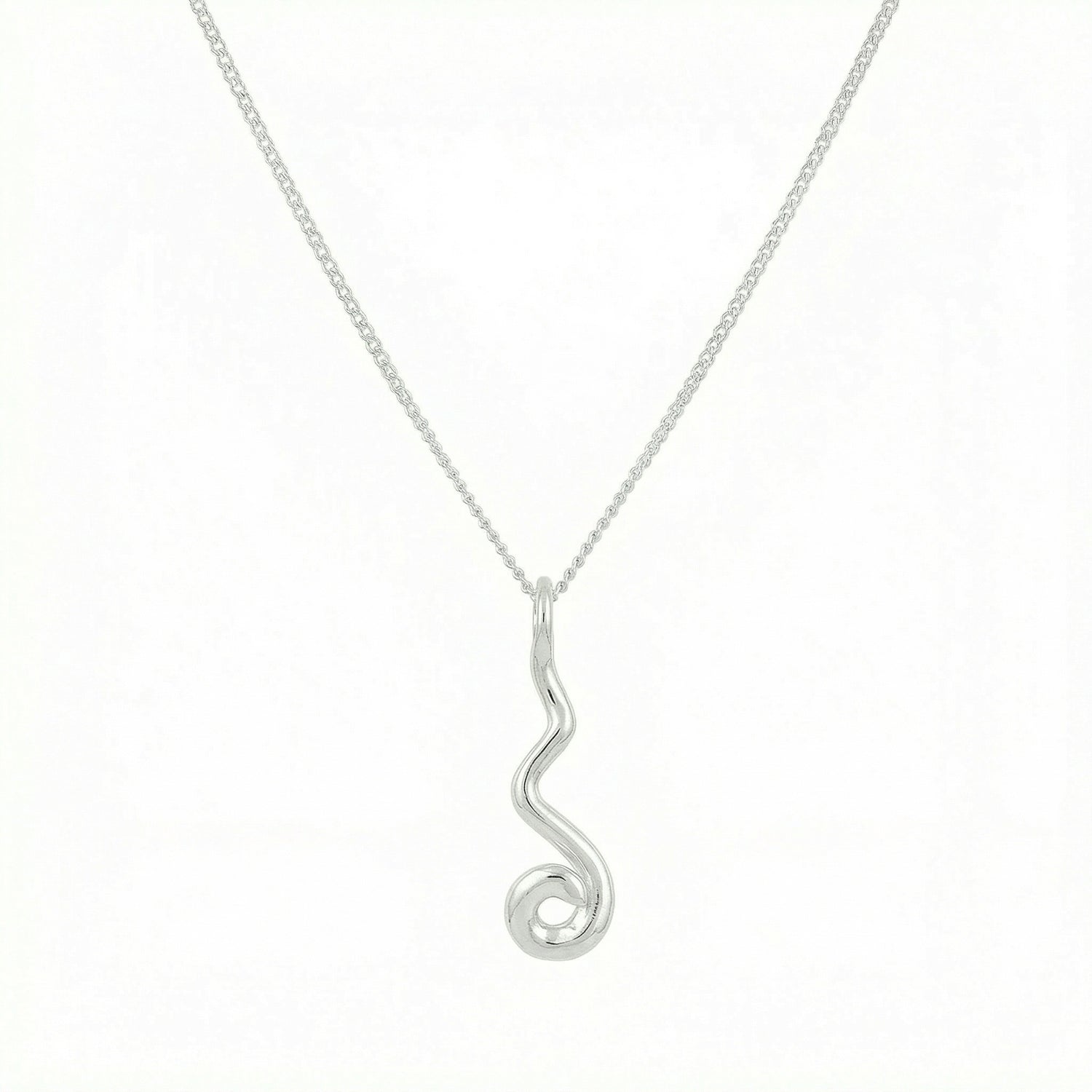 HON halsband i 925 sterling silver med ett abstrakt hänge av två sammanlänkade ovala former