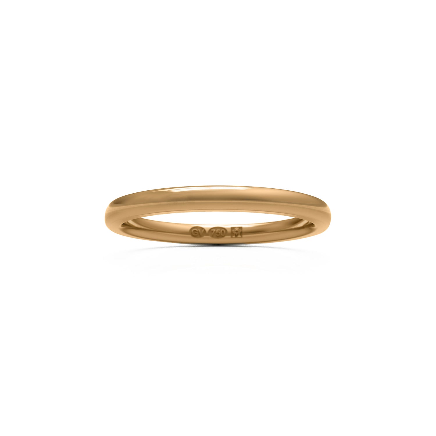 Smooth 18k gold half-round ring with a 2 mm wide band
