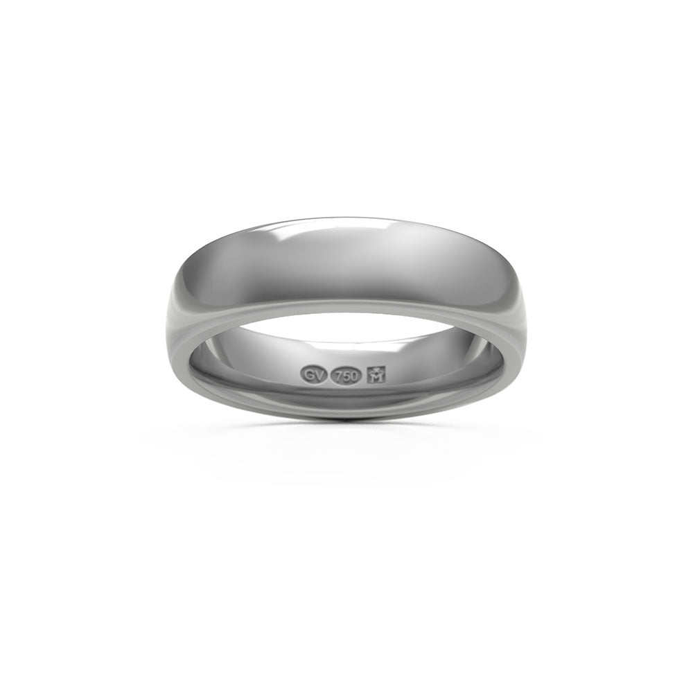 Slät halvrund ring i 18K vitguld med 5 mm brett band