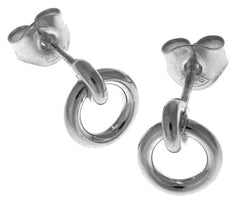 Antikbehandlade sterlingsilverörhängen med sammankopplade cirkulära ringar
