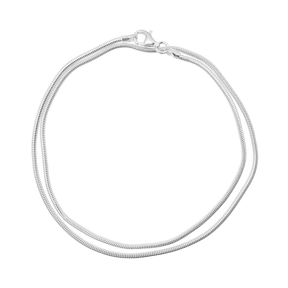 Double strand silver snake chain necklace with a lobster clasp