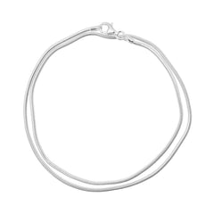 Double strand silver snake chain necklace with a lobster clasp