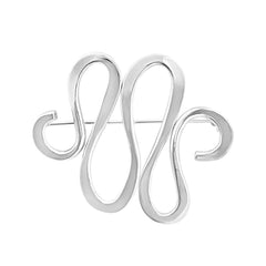 Kringlan XL brooch in polished silver with flowing curved loops and pin back