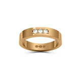RING rektangulär 4 mm i 18K guld med 3 diamanter - Guldviva Jewellery