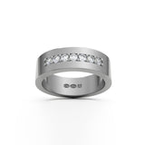 RING Rektangulär 6 mm i 18k vitguld med 7 diamanter - Guldviva Jewellery