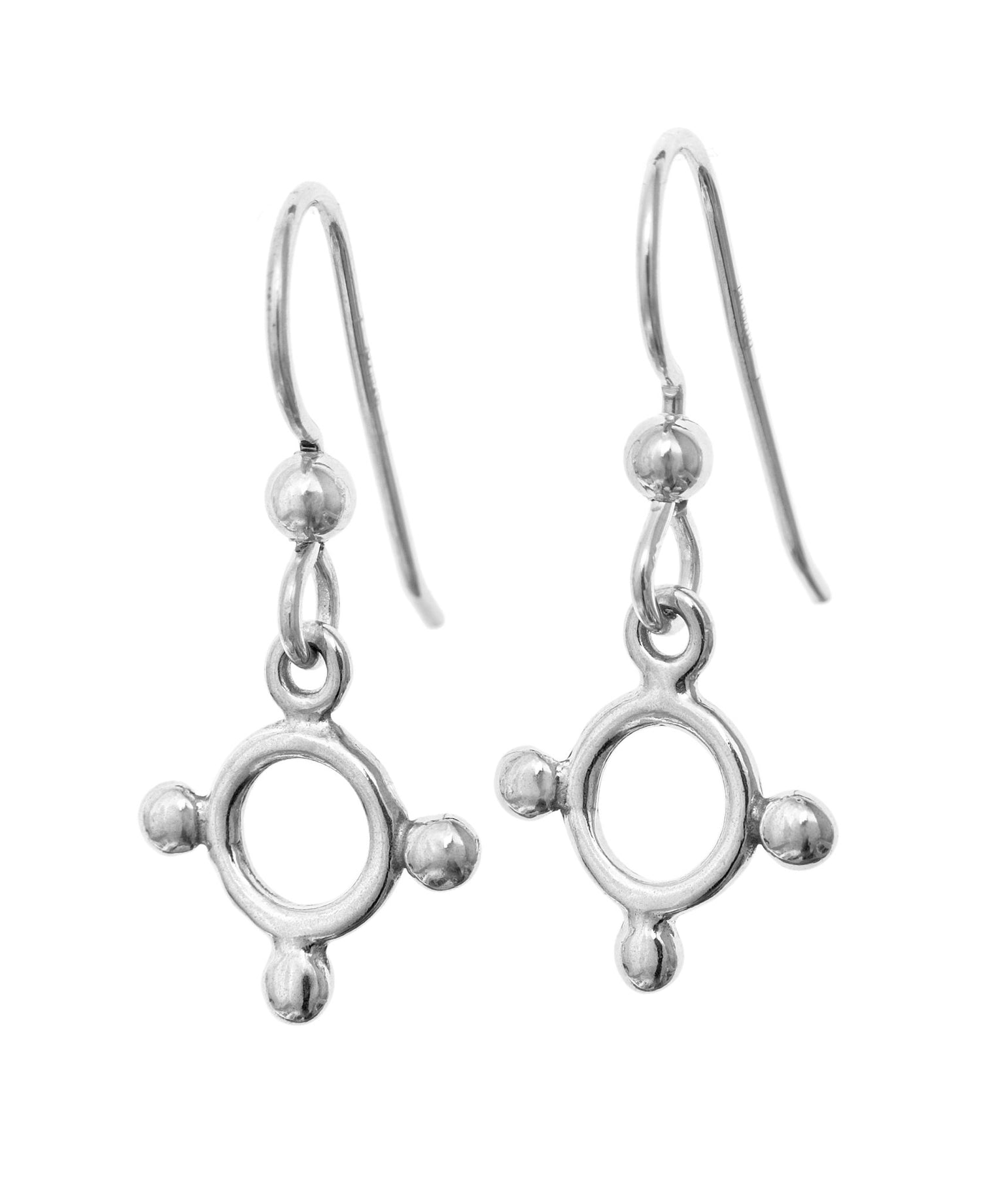 SIGN örhängen på krok i 925 sterlingsilver med cirkulära hängen och små kulor