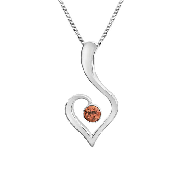 SPANT L GRANIT halsband i silver med hjärtformat hänge och orange granitsten