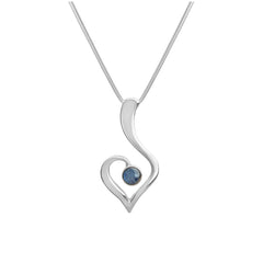 S shaped silver SPANT L SPEKTROLIT pendant with blue spectrolite stone on a silver chain.